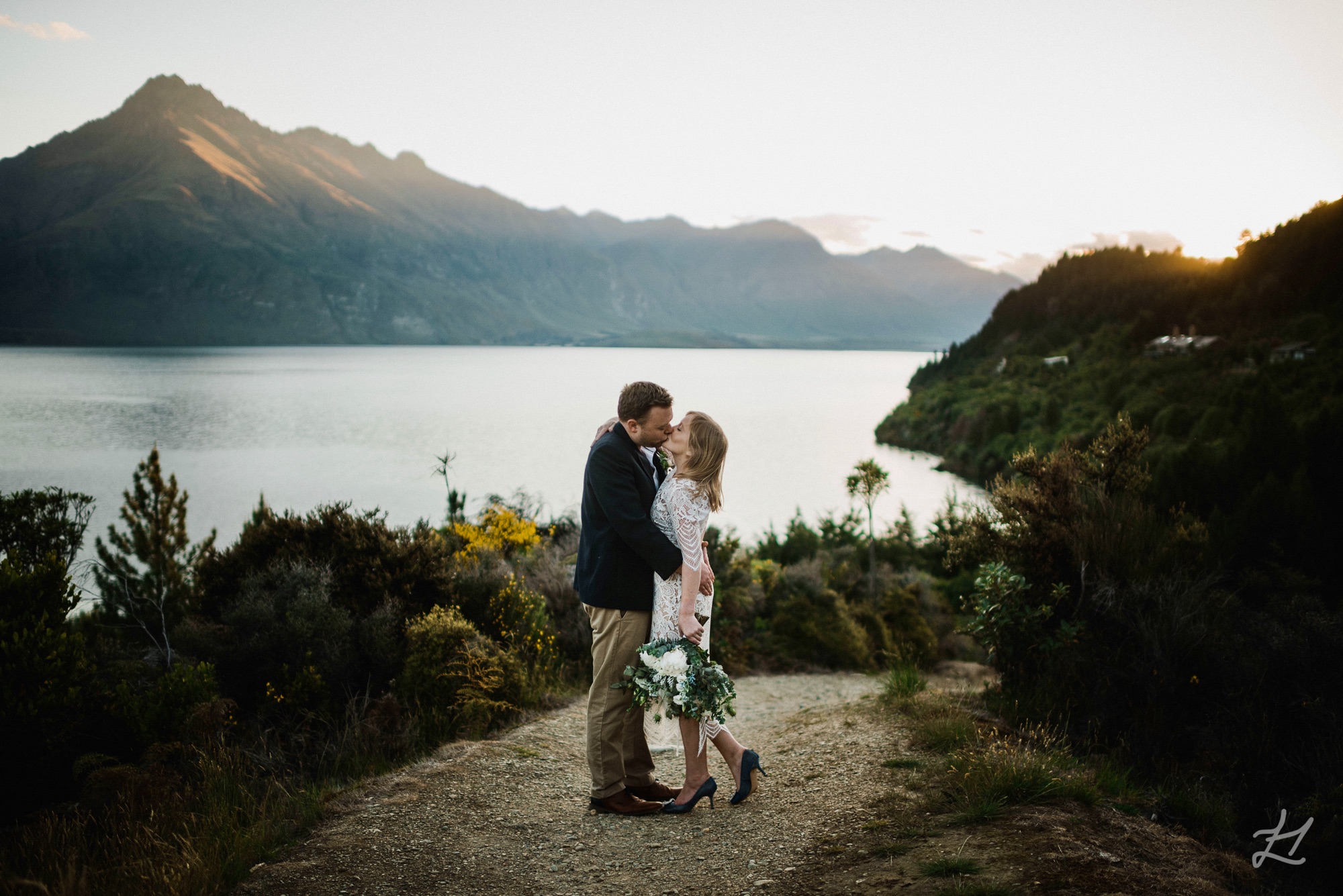 Me and Jono on 1 year wedding anniversary by Lake Wakatipu, Queenstown. Shot by Andy Brown