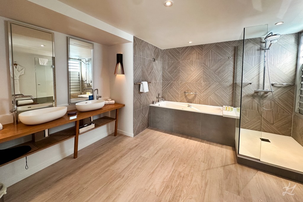 King Deluxe Overwater Bungalow Bathroom DoubleTree Noumea