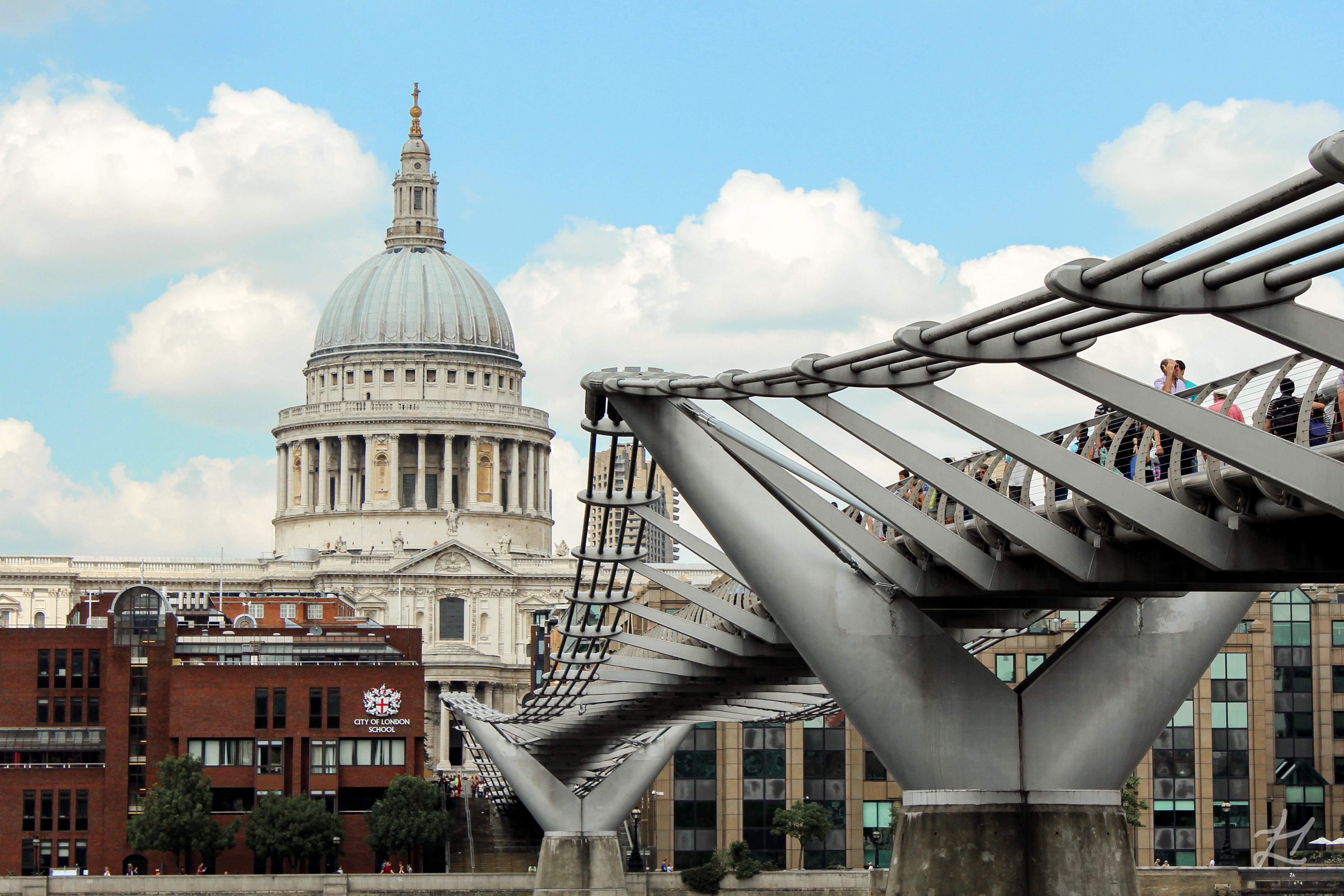 St Paul's Cathedral and Millennium Bridge in London, United Kingdom (UK)