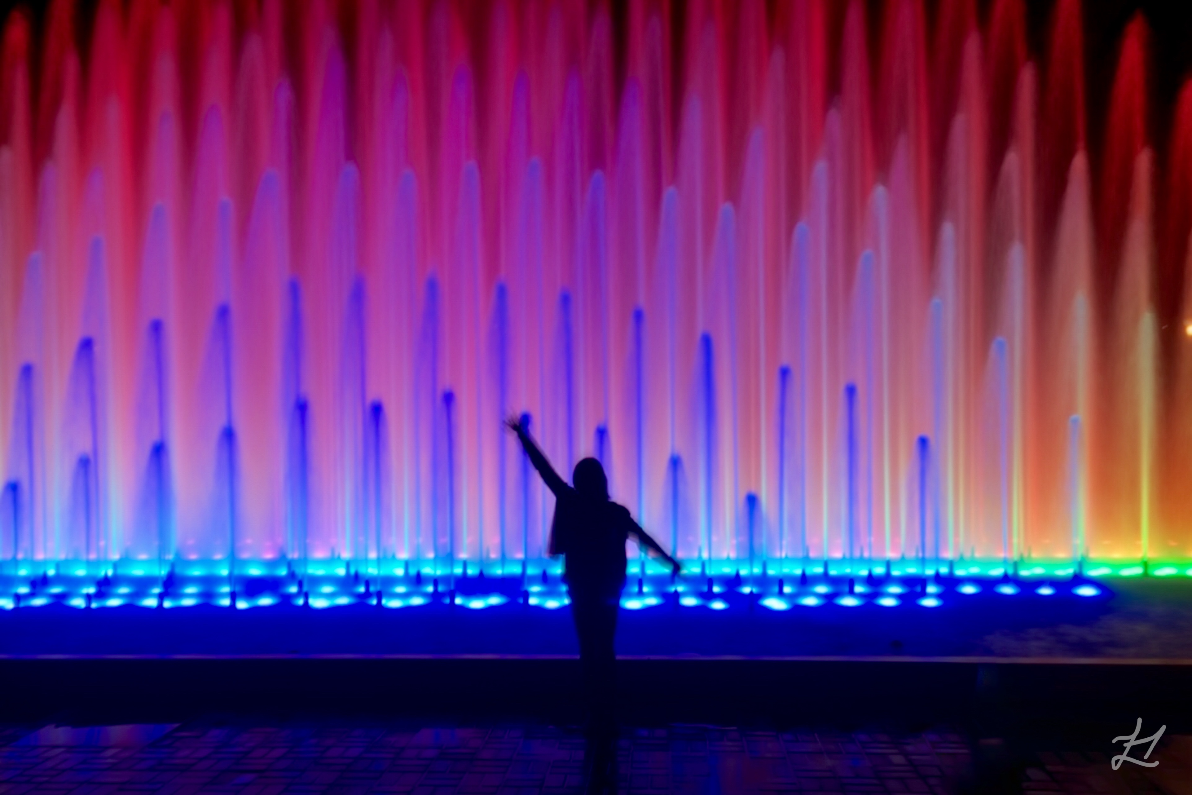 Me infront of the Rainbow fountain in Circuito Magico del Agua, Lima
