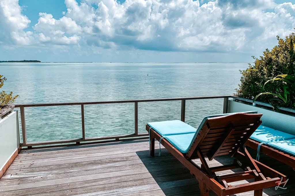Our Overwater Deck with ocean access at Villa Park Sun Island Resort