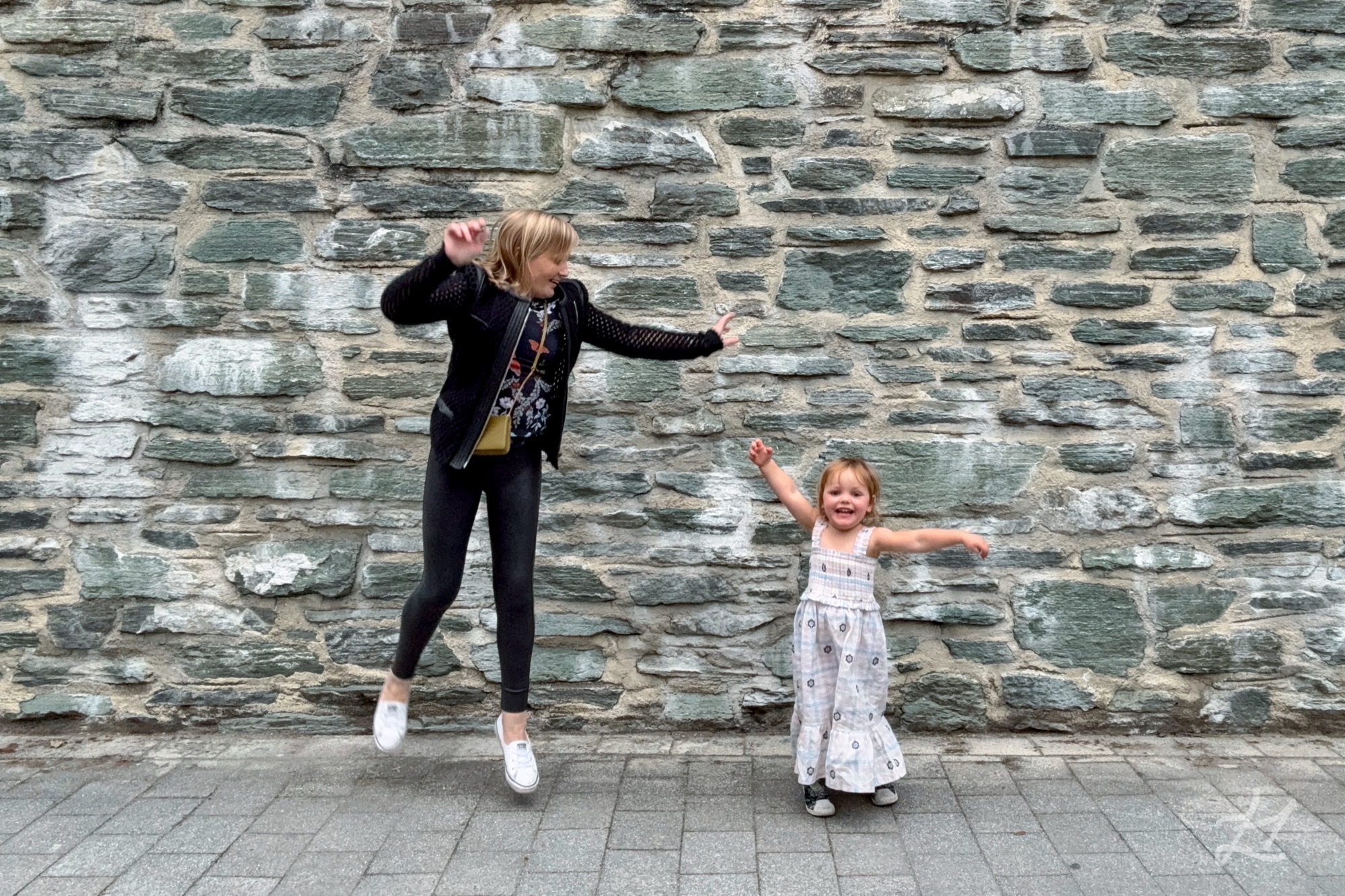 Kaydes and I jumping for joy at Millbrook in Arrowtown